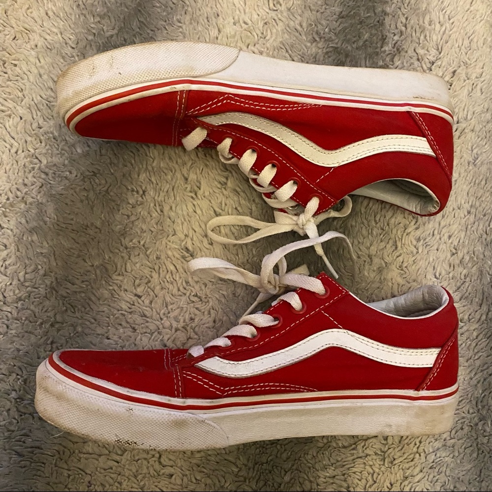 Vans Low Top Shoes Mens Size 6 Red White - Picture 1 of 8